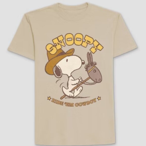 Peanuts Other - Men's Peanuts Snoopy Cowboy Roundneck T-Shirt - Tan